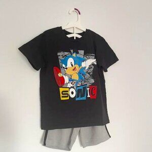 SEGA Sonic the Hedgehog 2-Piece Outfit Set – Size 7/8 – Black & Gray